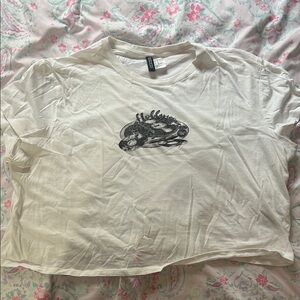 H&M White Hellfire Graphic Tee